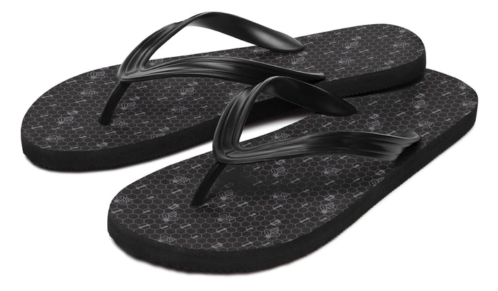 16th Anniversary Honeycomb Black Flip Flop Sandals