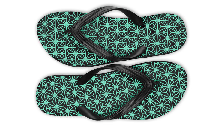 Geo Triangles Teal Flip Flop Sandals