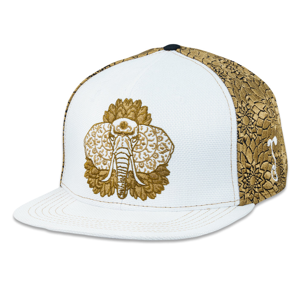 14th Anniversary Dhalia Elephant White Snapback Hat