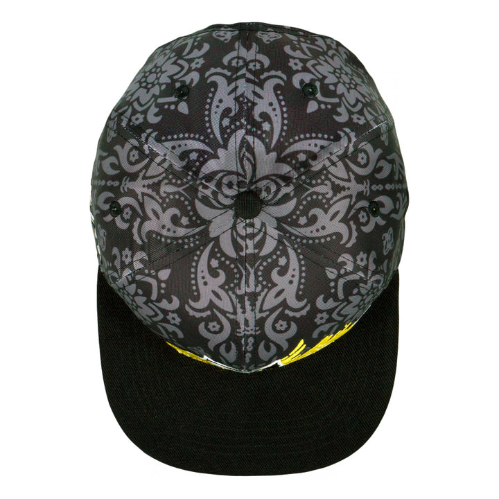 Gorra negra con estampado de gato y estampado de cachemira Stylust