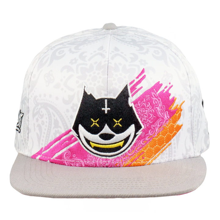 Gorra blanca con estampado de gato y estampado de cachemira Stylust