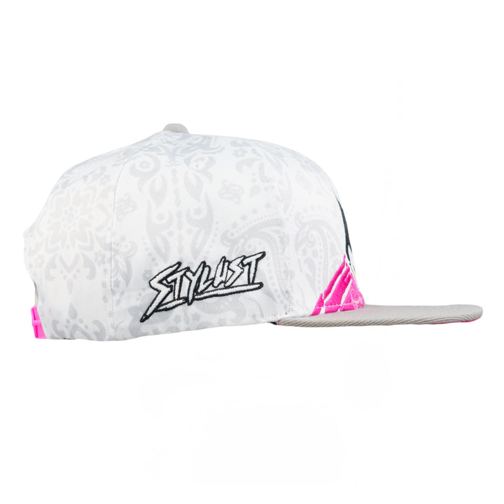 Gorra blanca con estampado de gato y estampado de cachemira Stylust