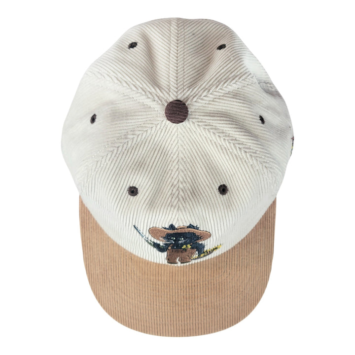 Leisure Cat In the Garden Tan Corduroy Dad Hat