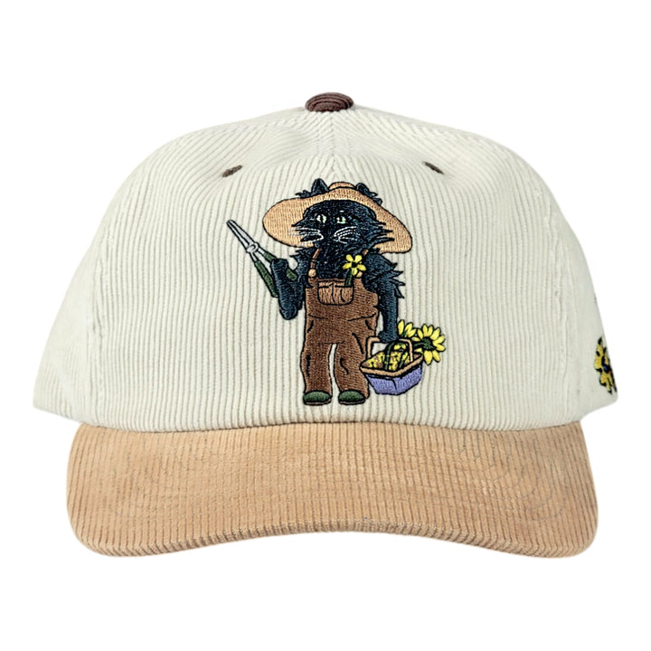 Leisure Cat In the Garden Tan Corduroy Dad Hat