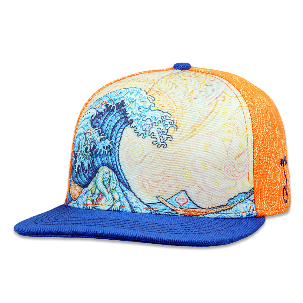 Randal Roberts Great Wave Orange Fitted Hat display picture 1