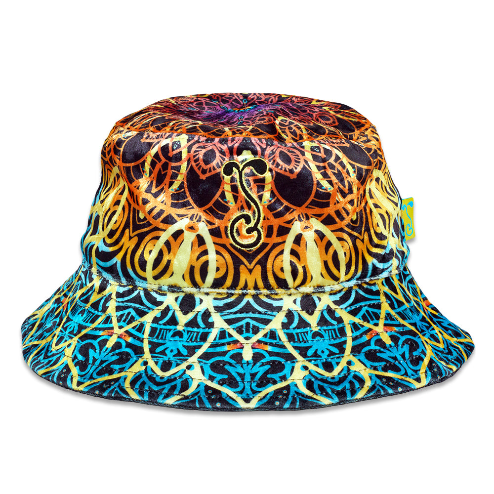 G Sprout Mandala Crushed Velour Reversible Bucket Hat