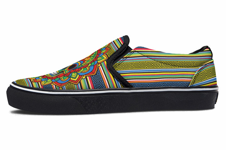 Dia De Los Muertos Mandala Sugar Skull Slip On Shoes
