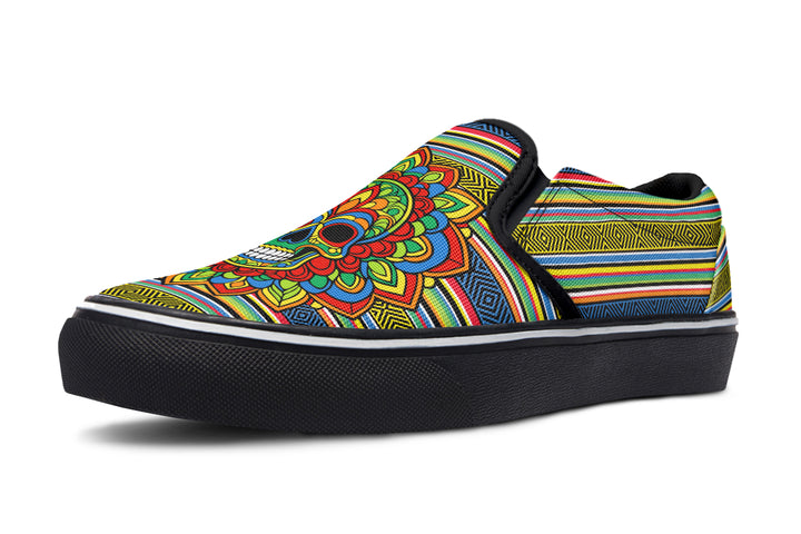 Dia De Los Muertos Mandala Sugar Skull Slip On Shoes