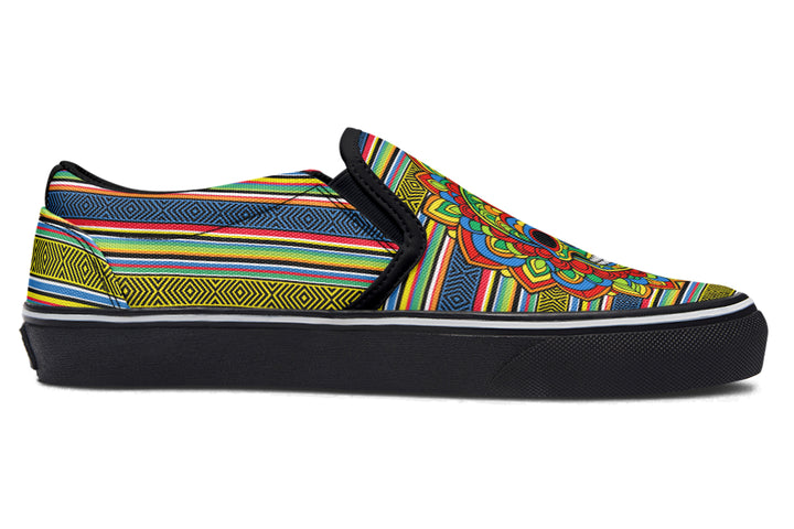 Dia De Los Muertos Mandala Sugar Skull Slip On Shoes