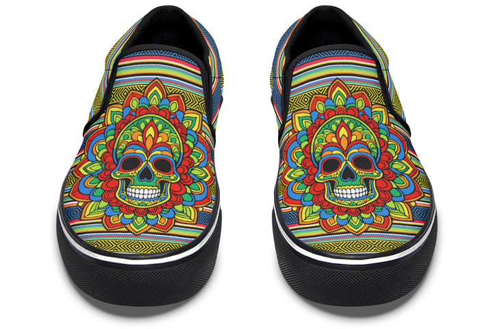 Dia De Los Muertos Mandala Sugar Skull Slip On Shoes