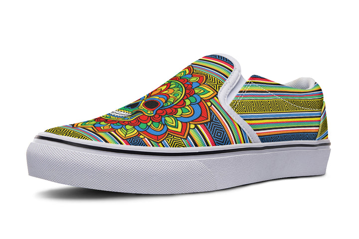 Dia De Los Muertos Mandala Sugar Skull Slip On Shoes