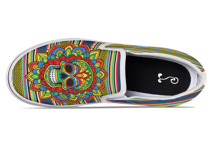 Dia De Los Muertos Mandala Sugar Skull Slip On Shoes