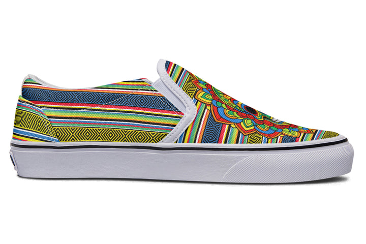 Dia De Los Muertos Mandala Sugar Skull Slip On Shoes