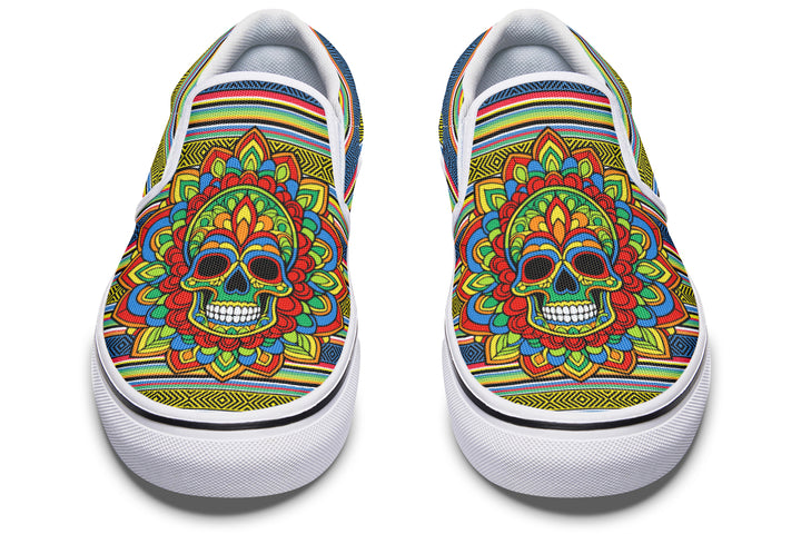 Dia De Los Muertos Mandala Sugar Skull Slip On Shoes