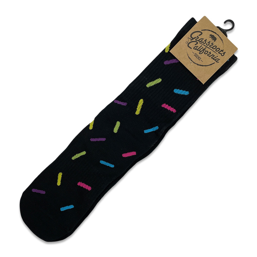KGB Glass Black Sprinkle Donut Socks