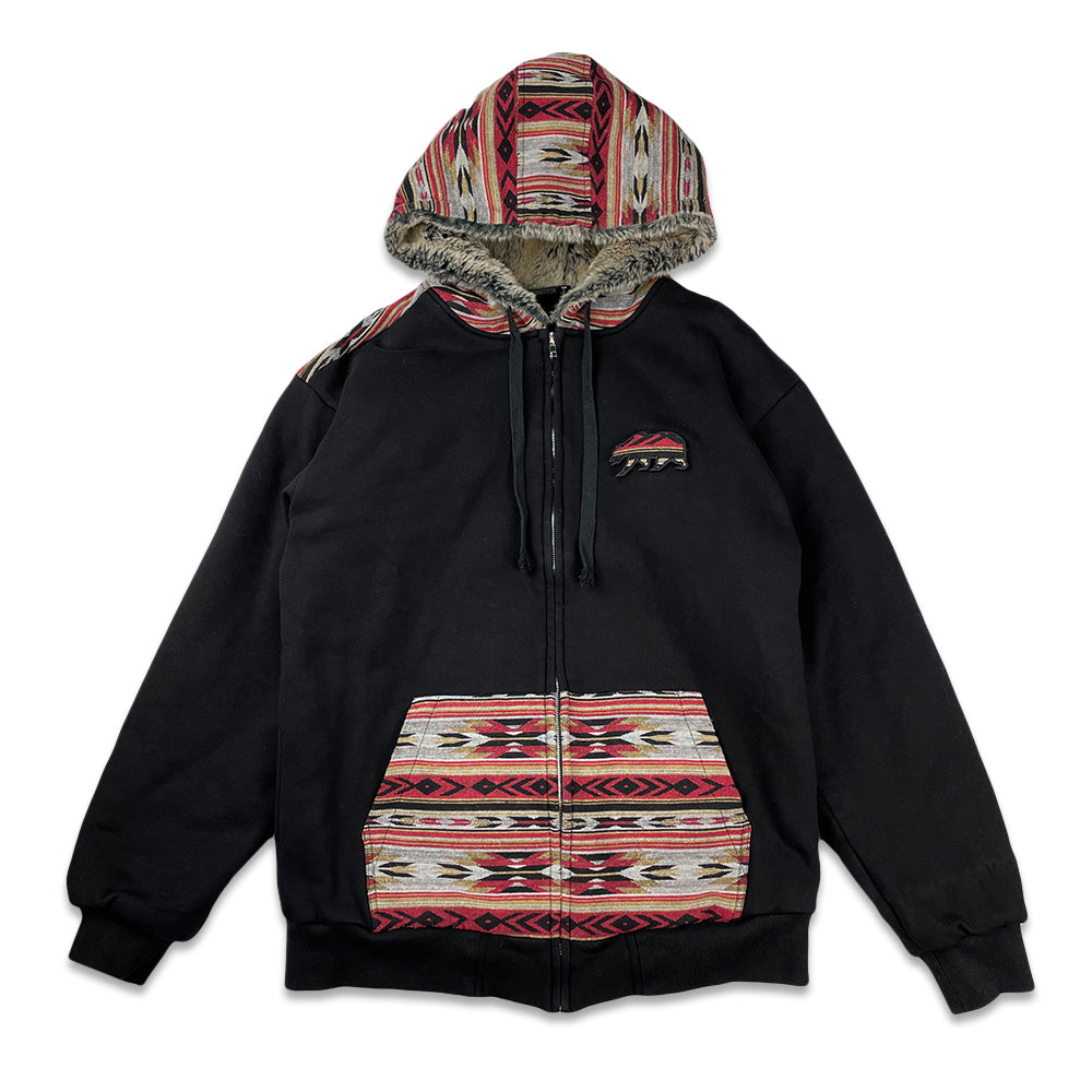 Removable Bear Redstone Black Zip Up Hoodie