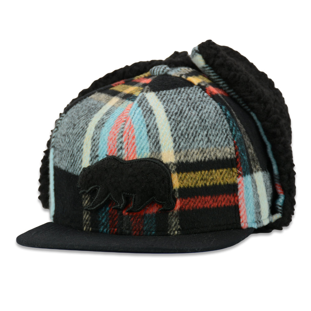 Removable Bear Pastel Flannel Earflap Fitted Hat