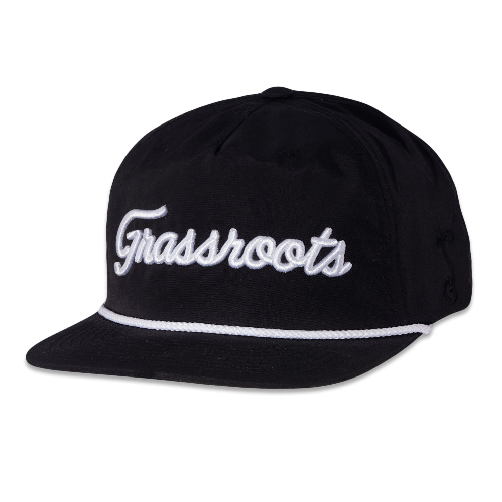 Golfroots Script Black Unstructured Snapback Hat