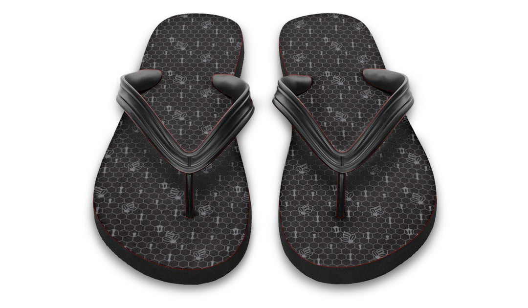 16th Anniversary Honeycomb Black Flip Flop Sandals