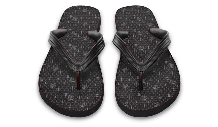 16th Anniversary Honeycomb Black Flip Flop Sandals