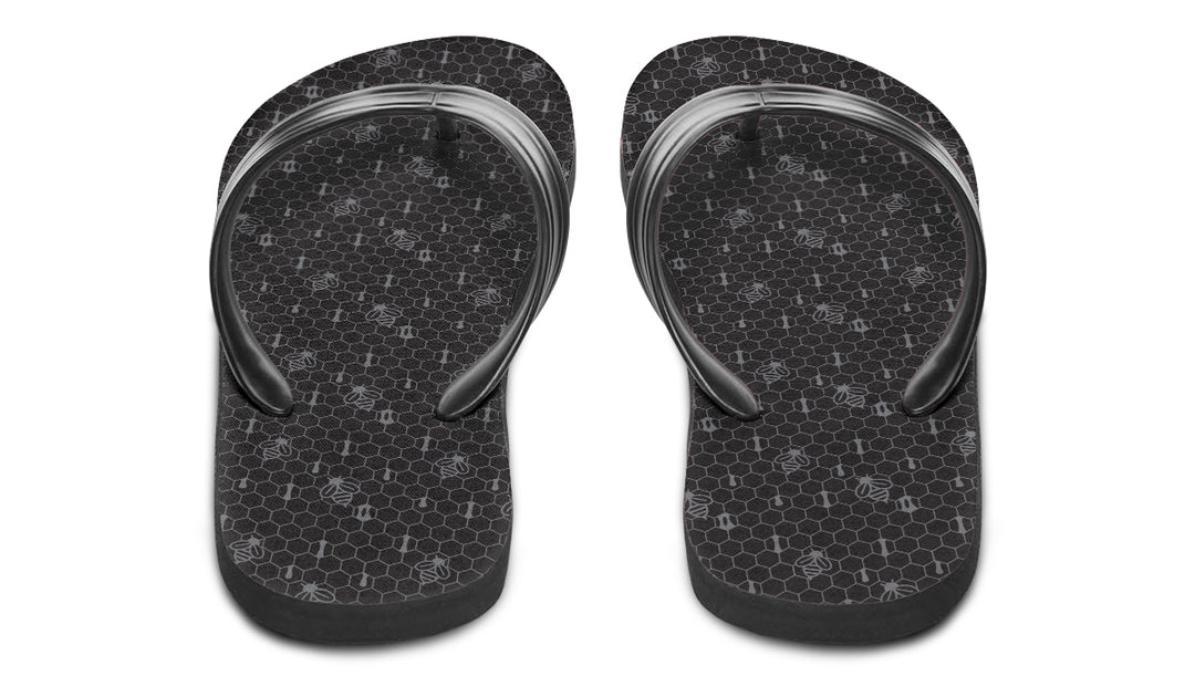 16th Anniversary Honeycomb Black Flip Flop Sandals