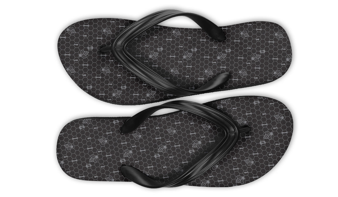 16th Anniversary Honeycomb Black Flip Flop Sandals