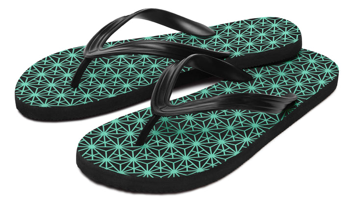 Geo Triangles Teal Flip Flop Sandals