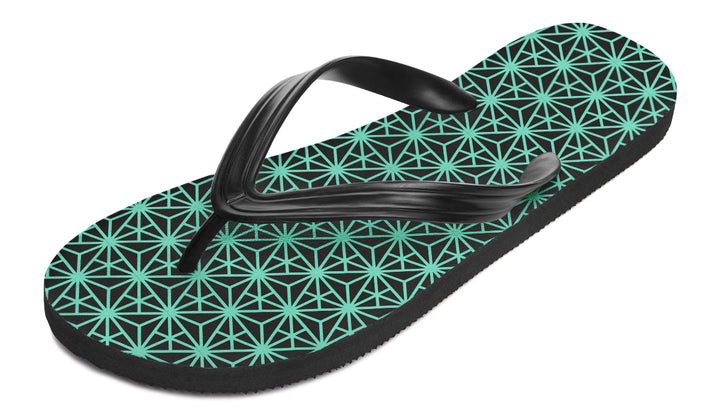 Geo Triangles Teal Flip Flop Sandals