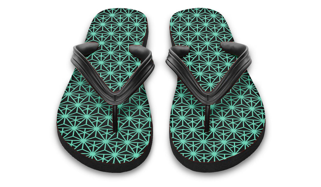 Geo Triangles Teal Flip Flop Sandals