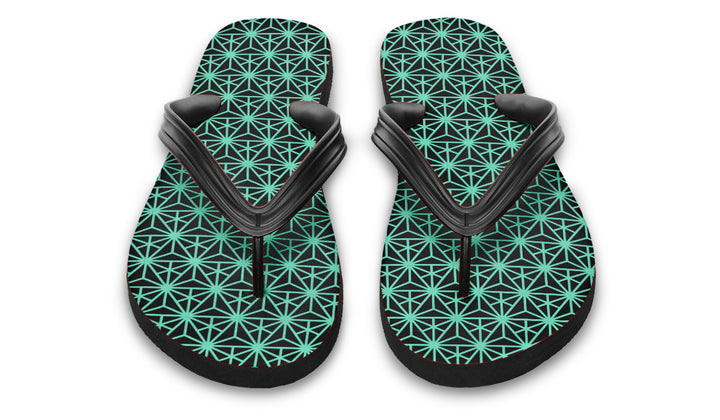Geo Triangles Teal Flip Flop Sandals