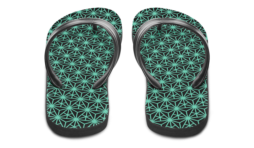 Geo Triangles Teal Flip Flop Sandals
