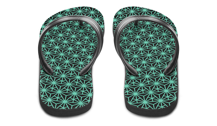 Geo Triangles Teal Flip Flop Sandals