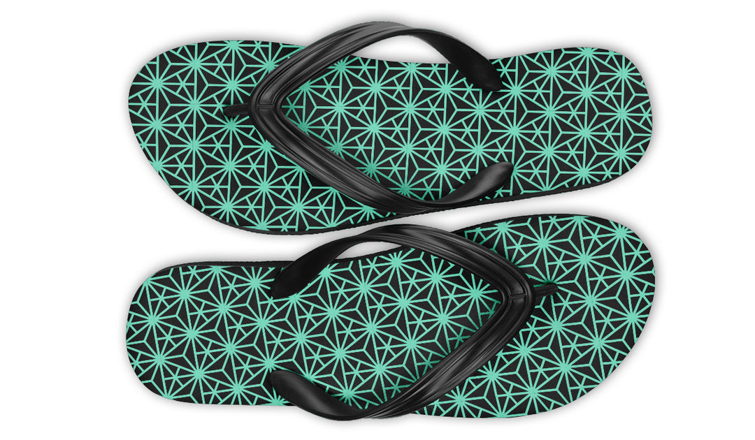 Geo Triangles Teal Flip Flop Sandals