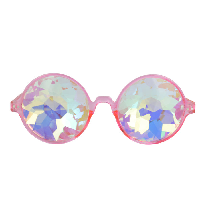Gafas espectrales redondas de color rosa