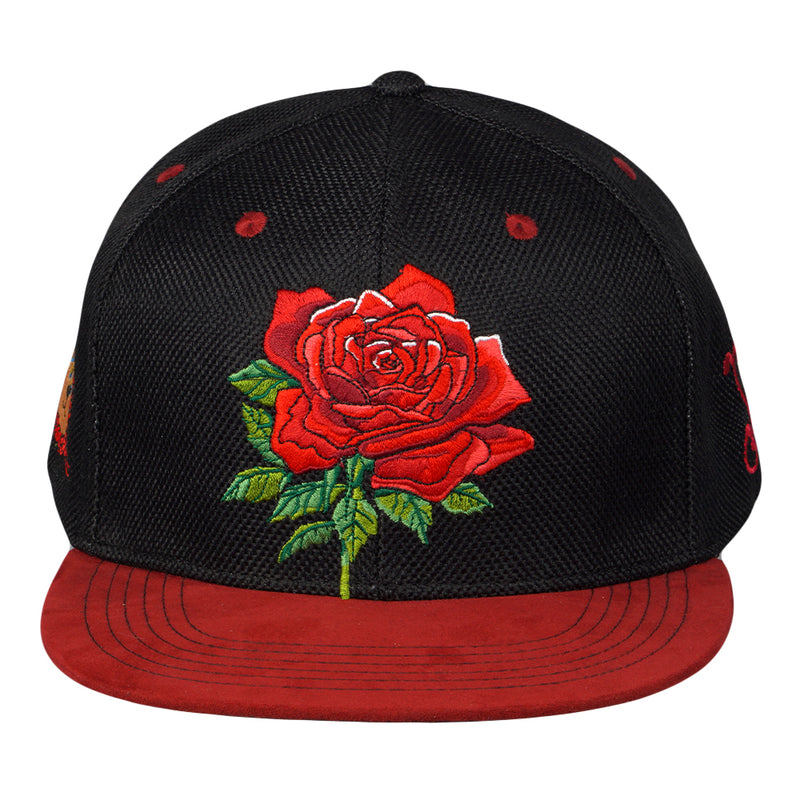 Stanley Mouse Red Rose Black Snapback Hat