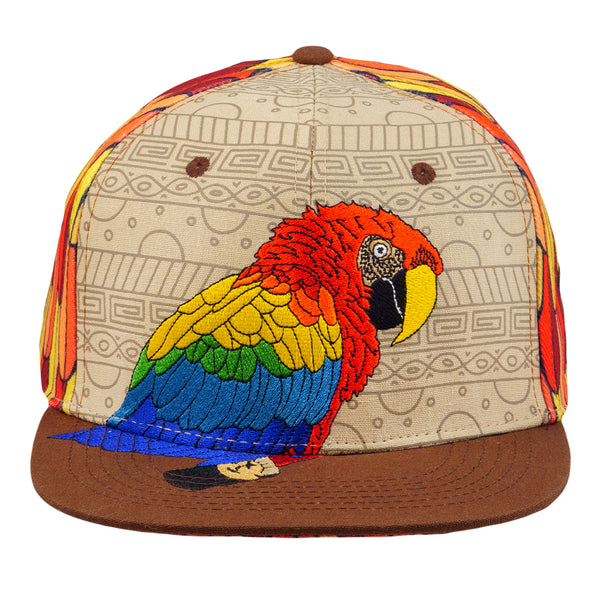 Red Macaw Feathers Snapback Hat