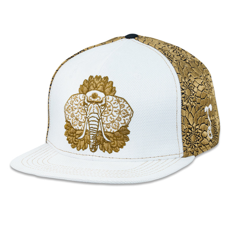 14th Anniversary Dhalia Elephant White Snapback Hat