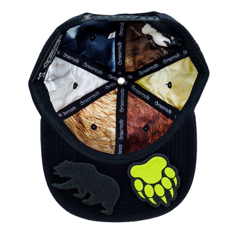 Removable Bear Anywhere Black Snapback Hat