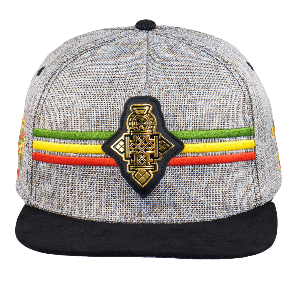 Rasta Cross Gray Snapback Hat
