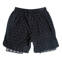 Flower of Life Black Athletic Shorts w/ Liner