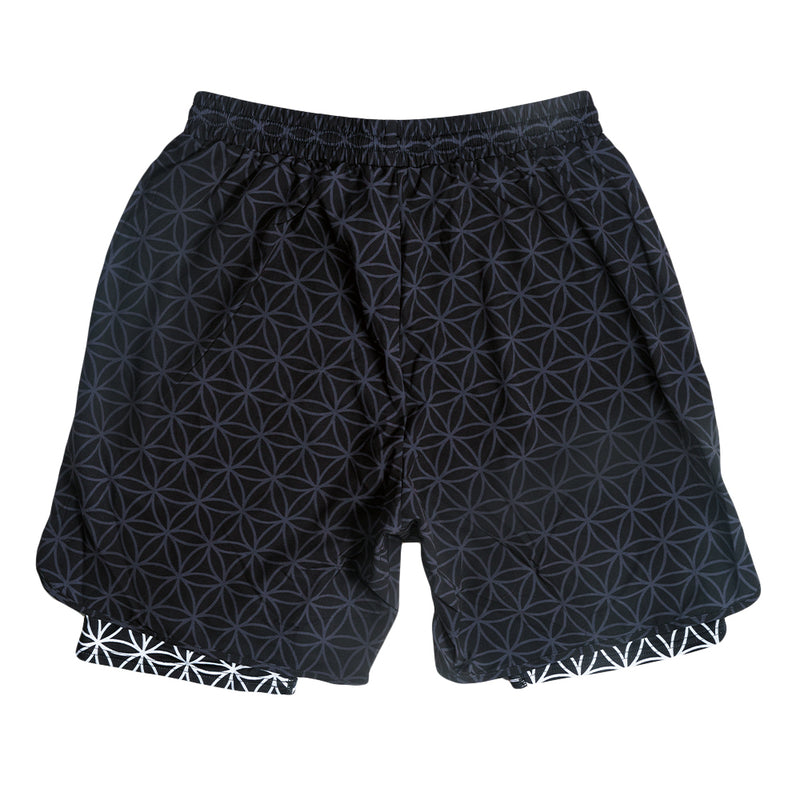Flower of Life Black Athletic Shorts w/ Liner
