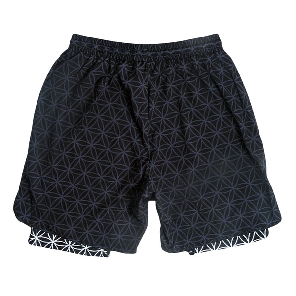 Flower of Life Black Athletic Shorts w/ Liner