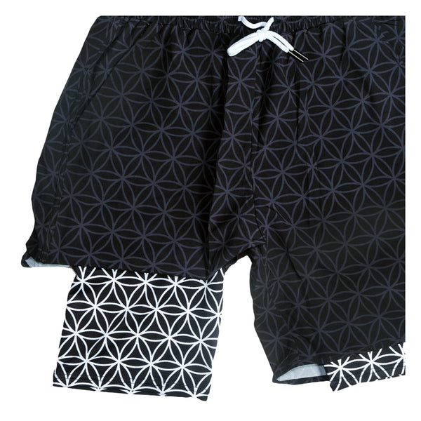 Flower of Life Black Athletic Shorts w/ Liner
