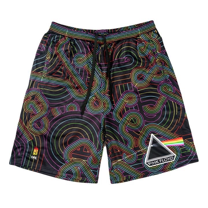 Pantalones cortos de malla arcoíris negros DSOTM V2 de Pink Floyd