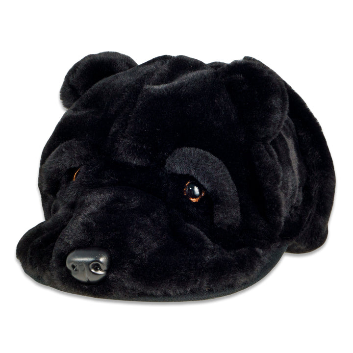 Gorro ajustado con orejeras de piel de oso negro