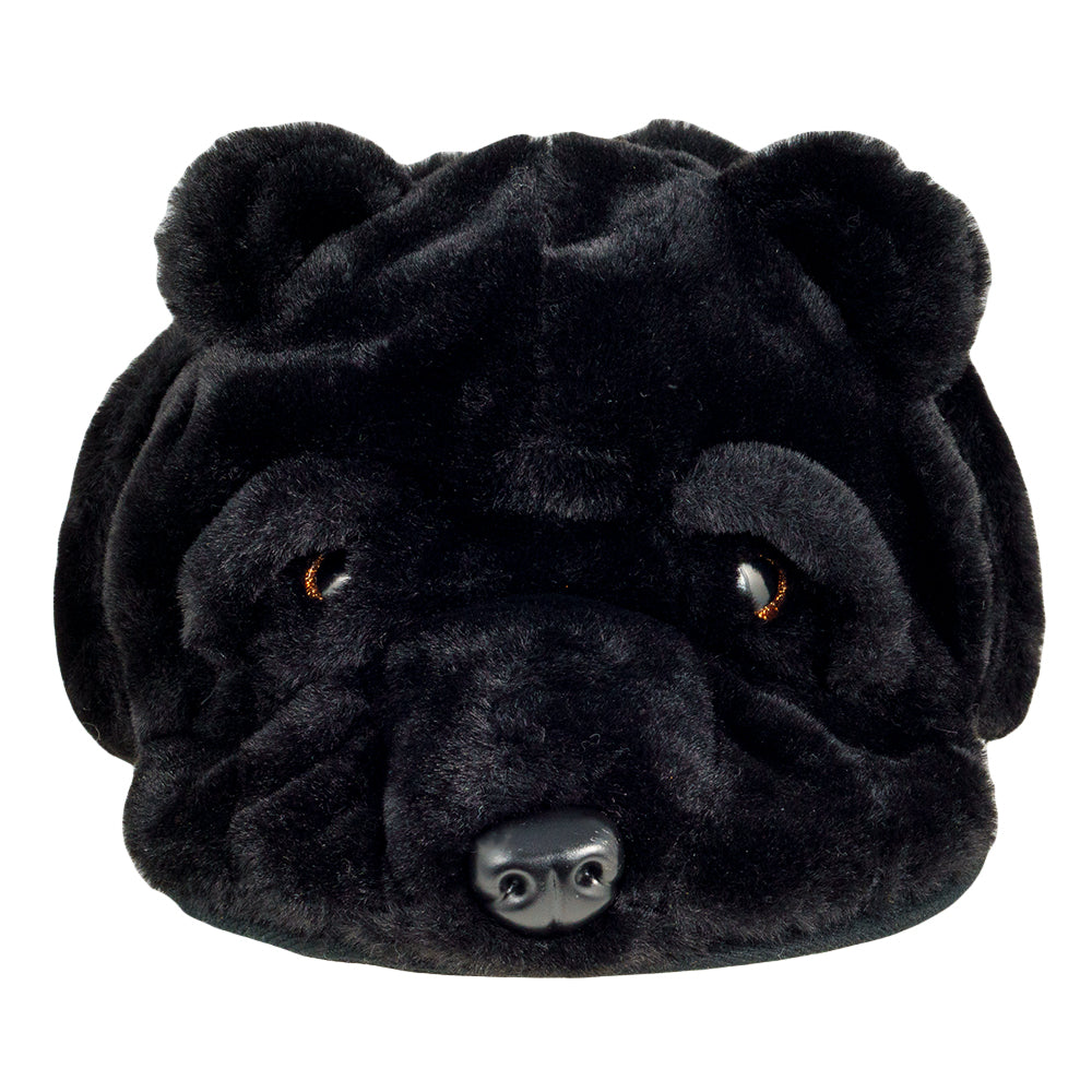 Gorro ajustado con orejeras de piel de oso negro