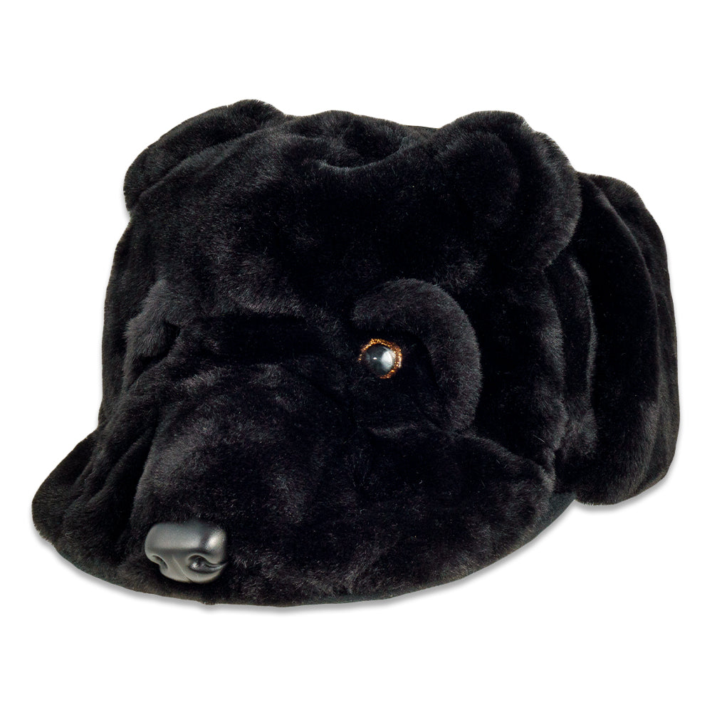 Black Bear Fur Earflap Snapback Hat