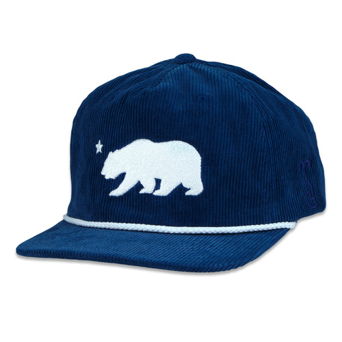 Polar Bear Navy Corduroy Unstructured Snapback Hat