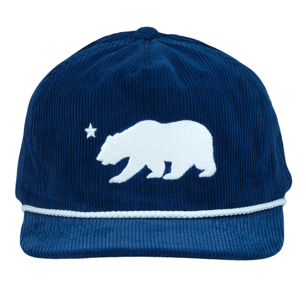 Polar Bear Navy Corduroy Unstructured Snapback Hat