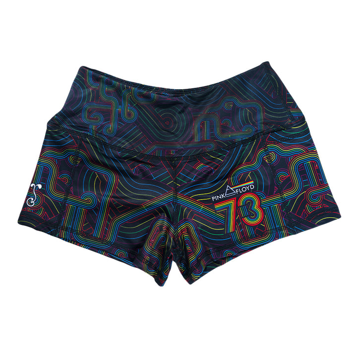 Pantalones cortos negros con diseño de arcoíris DSOTM V2 de Pink Floyd